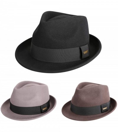 Fedoras Mens Felt Fedora Hat Unisex Classic Manhattan Indiana Jones Hats - Chocolate - CS18XQT5KRR $47.83