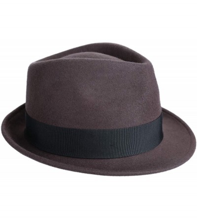 Fedoras Mens Felt Fedora Hat Unisex Classic Manhattan Indiana Jones Hats - Chocolate - CS18XQT5KRR $47.83