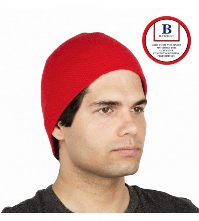 Skullies & Beanies 8" Stretch Beanie Watch Hat -Acrylic Rib Knit Winter Skully Cap - Red - CC18XEMZ7Z3 $8.45