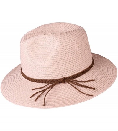 Sun Hats Sun Hats for Women Summer Wide Brim UV UPF 50+ Panama Fedora Foldable Packable Straw Beach Hat - Pink - C71963IC06T ...