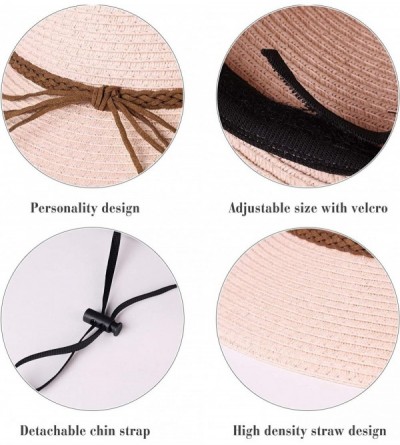 Sun Hats Sun Hats for Women Summer Wide Brim UV UPF 50+ Panama Fedora Foldable Packable Straw Beach Hat - Pink - C71963IC06T ...