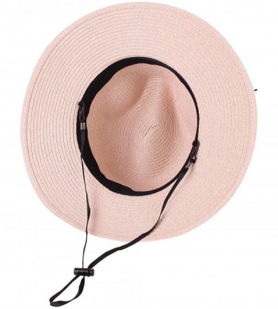 Sun Hats Sun Hats for Women Summer Wide Brim UV UPF 50+ Panama Fedora Foldable Packable Straw Beach Hat - Pink - C71963IC06T ...