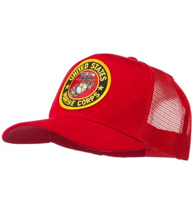 Baseball Caps Round US Marine Corps Patched Mesh Cap - Red - CG11RNPOFVH $17.88