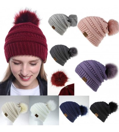 Skullies & Beanies Knit Winter Beanie - Cuff Wool Ribbed Hat - Fisherman Skull Knitted Stocking Cap - Wine - CN18YR8ATQU $12.86