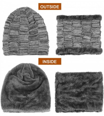 Skullies & Beanies 3 Pieces- Winter Beanie Hat + Scarf + Touch Screen GlovesHat Scarf Glove - Gray - CC193N3K430 $12.93