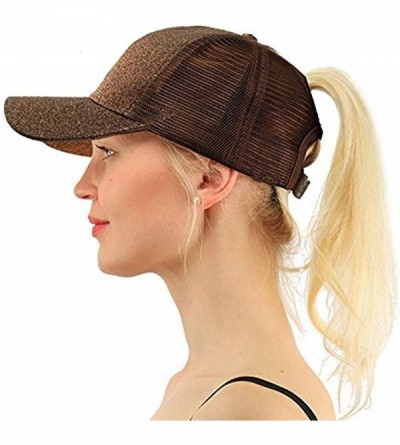 Baseball Caps Ponytail Cap Messy Trucker Adjustable Visor Baseball Cap Hat Unisex - Glitter Coffee - CG18EYIG6YE $14.45