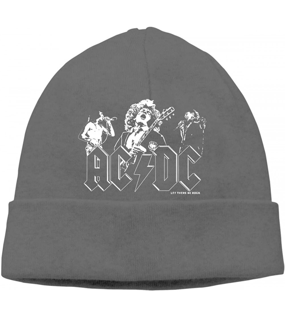 Skullies & Beanies Black ACDC Let There Be Rock Soft Adult Adult Hedging Cap (Thin) - Deep Heather - CT192R4L98X $8.46