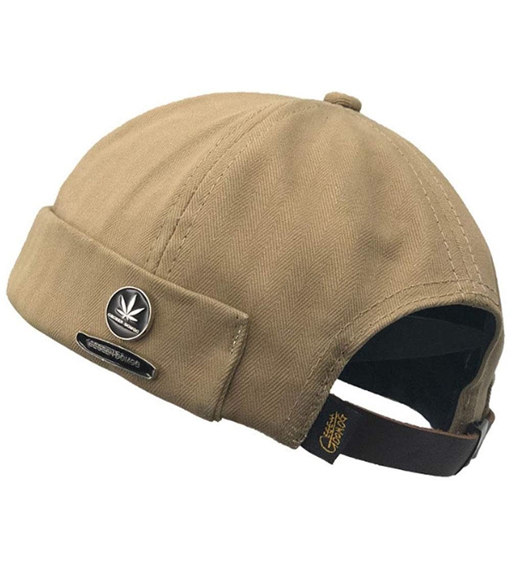 Skullies & Beanies Brimless Watch Cap Rolled Cuff Harbour Hat Retro Strapback Docker Leon Cap - Ct08-khaki - CJ18L9MZ7WY $15.36