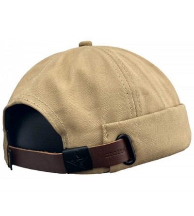 Skullies & Beanies Brimless Watch Cap Rolled Cuff Harbour Hat Retro Strapback Docker Leon Cap - Ct08-khaki - CJ18L9MZ7WY $15.36