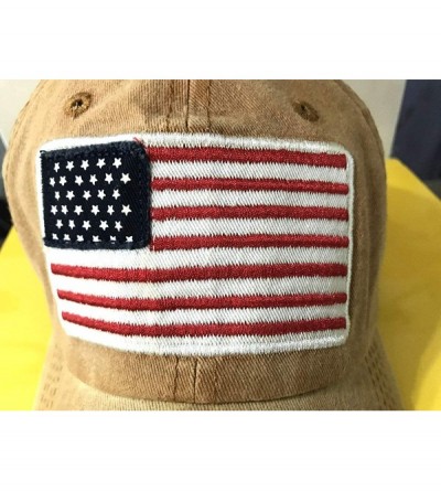 Baseball Caps Men's USA American Flag Baseball Cap Embroidered Polo Style Military Army Hat - American Flag Washed - Yellow -...