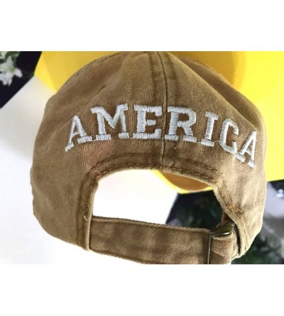 Baseball Caps Men's USA American Flag Baseball Cap Embroidered Polo Style Military Army Hat - American Flag Washed - Yellow -...