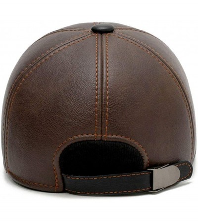 Newsboy Caps Men's Winter Warm Leather Peaked Baseball Cap Driving Hat with Earmuffs - Brown - CK18XNULM4U $14.41