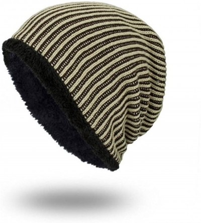 Skullies & Beanies Men Winter Stripe Knit Beanie Hats Wool Knit Warm Hat Ski Caps - Yellow - CO188O7LH70 $7.06