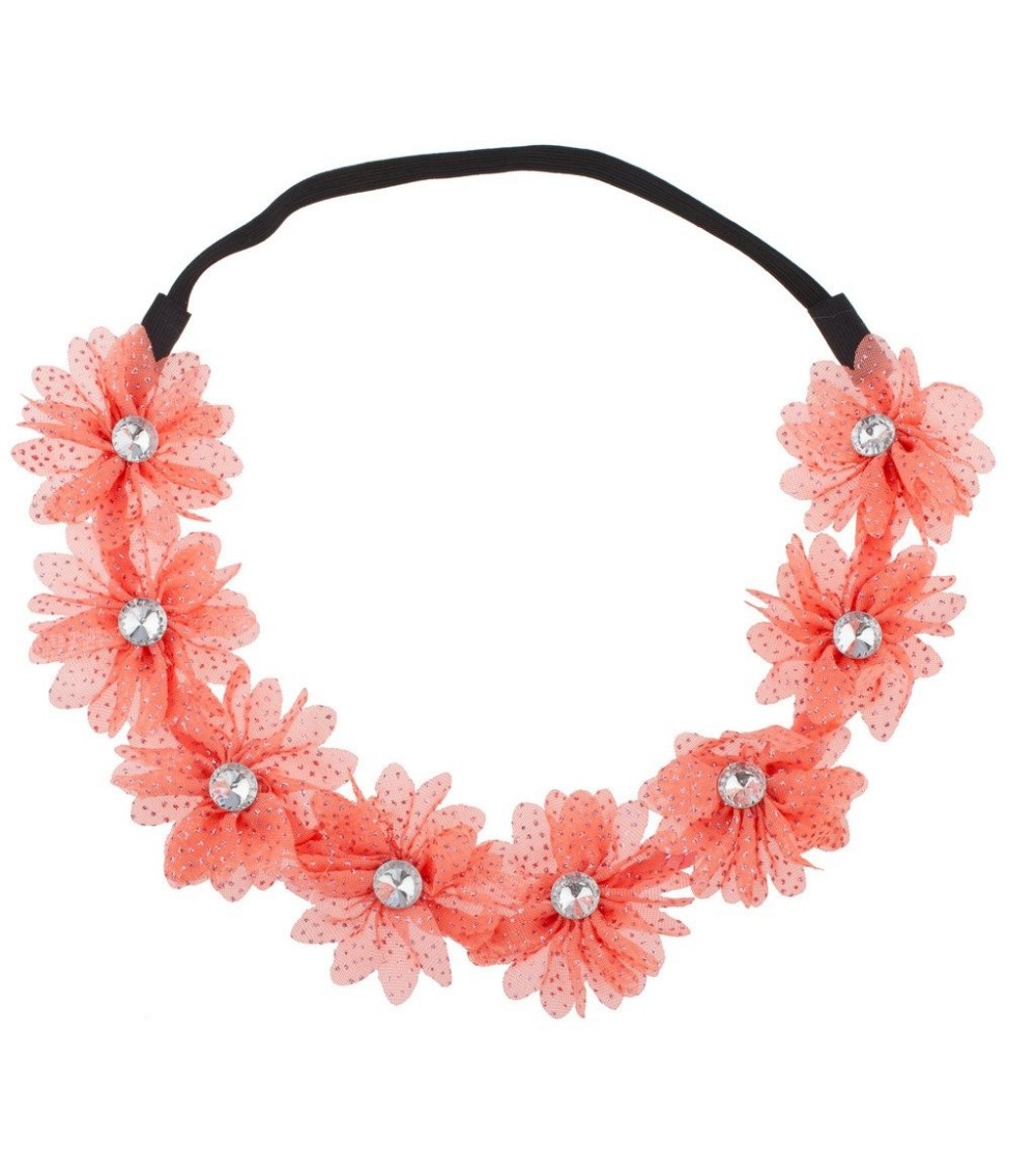 Headbands Pink Fabric Spotted Crystal Floral Flower Stretch Headband Head Band - Spotted Pink - C0121HOKQK3 $14.23