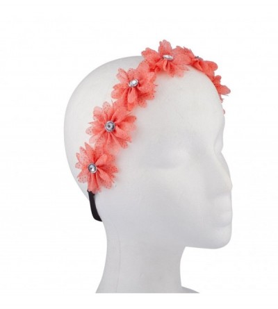 Headbands Pink Fabric Spotted Crystal Floral Flower Stretch Headband Head Band - Spotted Pink - C0121HOKQK3 $14.23