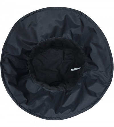 Bucket Hats Cute Bucket Rain Hat w/Buckle Accent- 3.5 inch Wide Brim- Roll-Up Packable - Black - C612CP2KG6P $27.37