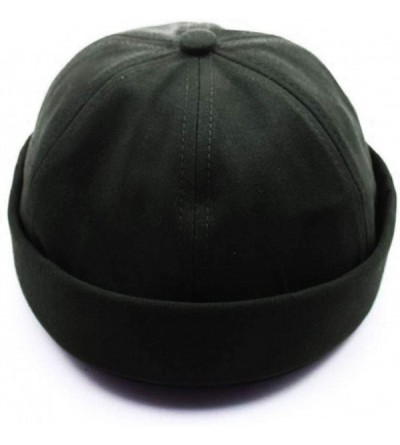 Baseball Caps Unisex Skull Cap Sailor Cap Rolled Cuff Retro Brimless Beanie Hat - Green - CQ18U7GZOWC $8.02