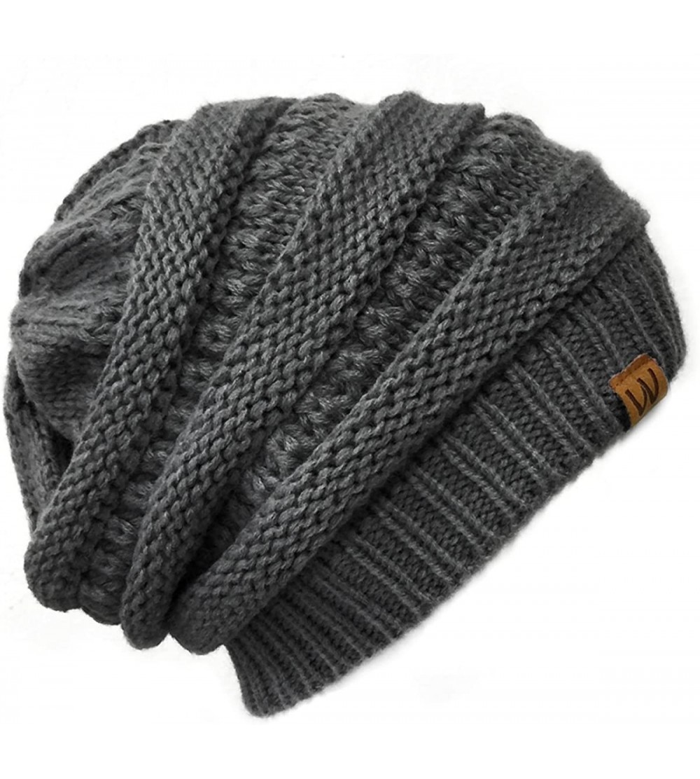 Skullies & Beanies Winter Thick Knit Beanie Slouchy Beanie for Men & Women - Grey - CO186KY2GR9 $10.90