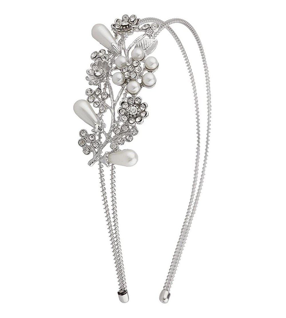 Headbands Bride Bridal Floral Pearl Statement Headband - CC12GHFT2UR $9.12