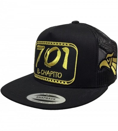 Baseball Caps El Chapito El Chapo Guzman 3 Logos Gold Hat Black Mesh - CM188U9TYKE $29.54