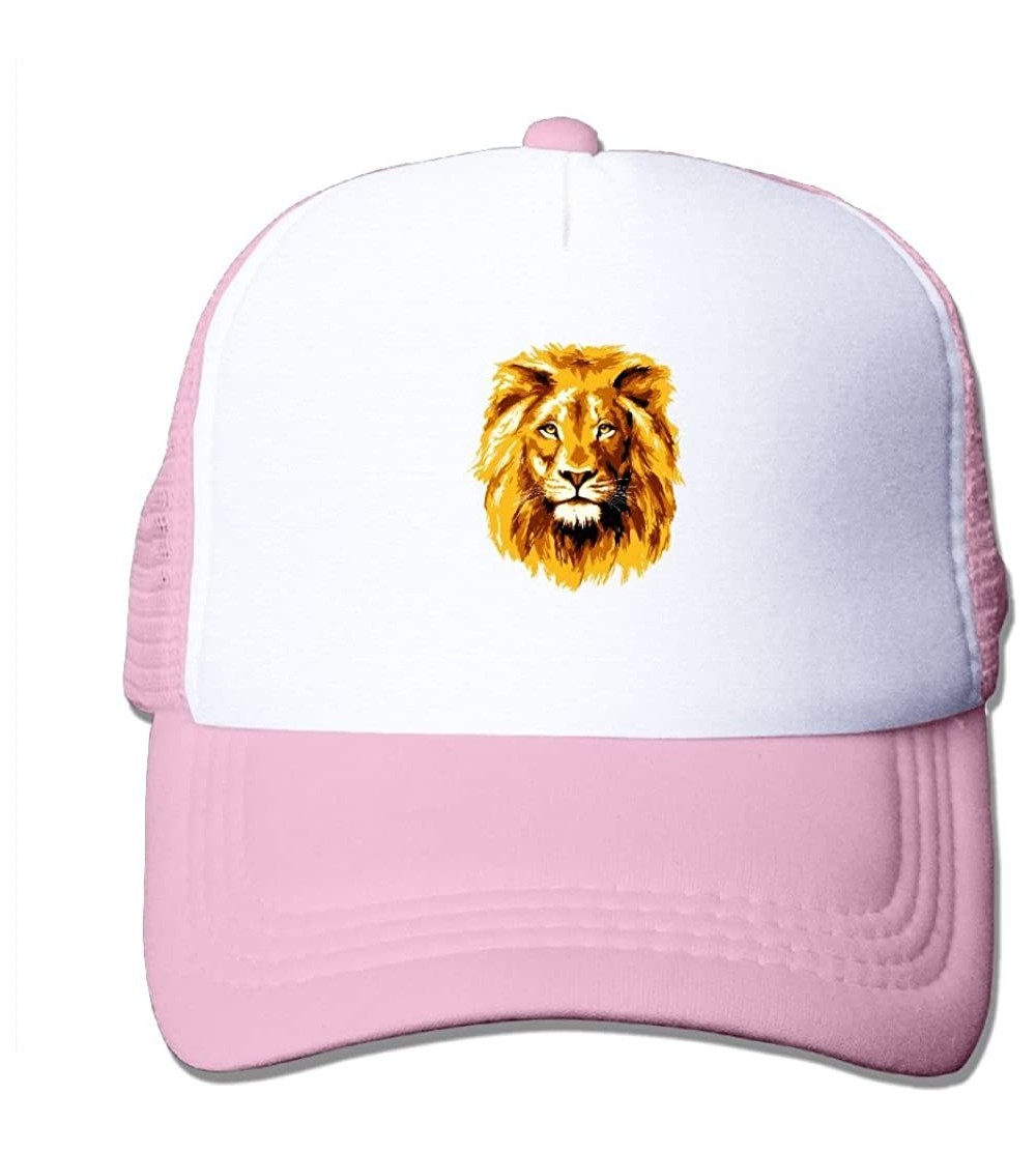 Skullies & Beanies Unisex Mesh Hat Roaring Lion Baseball Caps Grid Hat Adjustable Trucker Cap Headwear Bandanas - Pink - CG18...