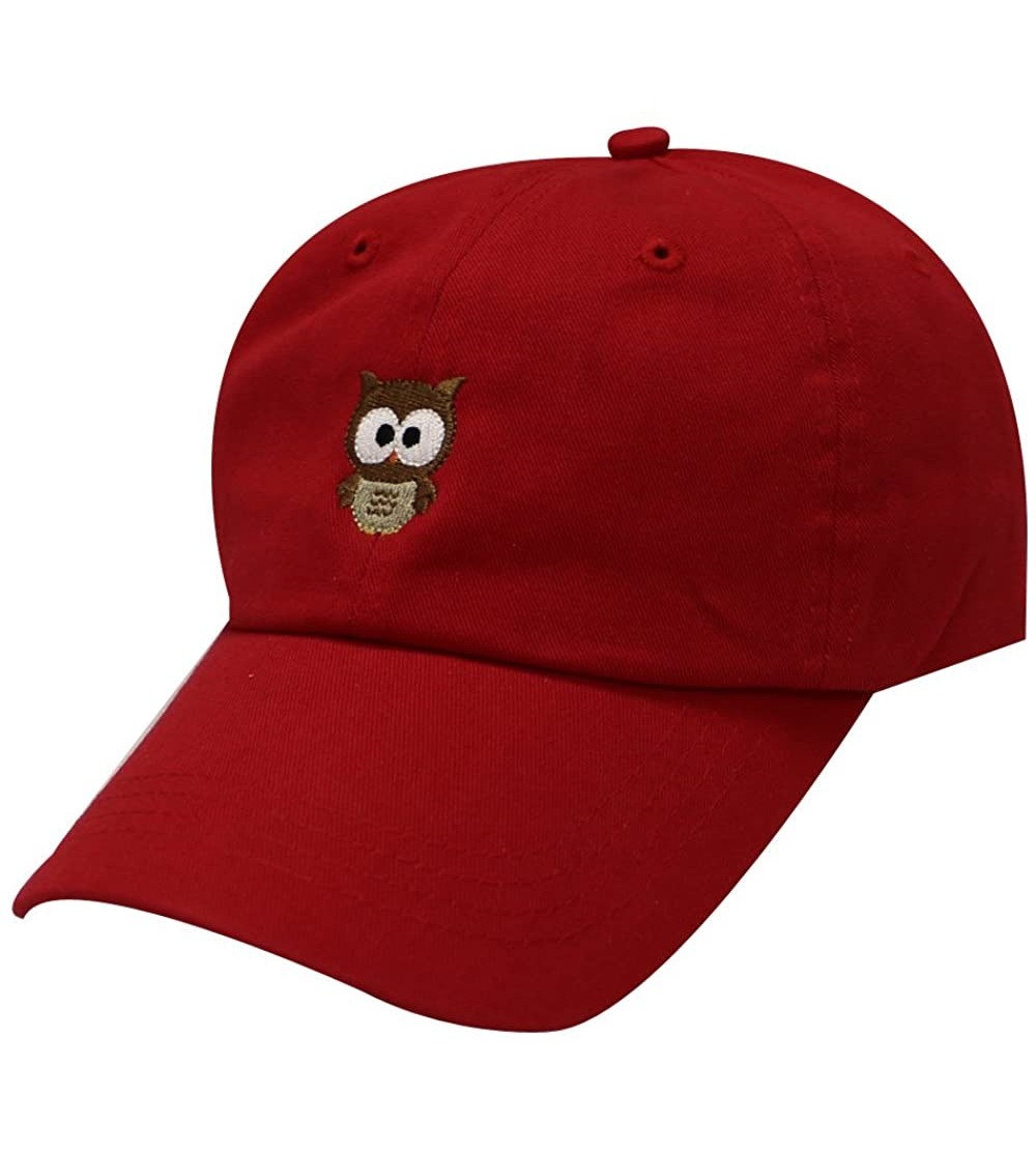 Baseball Caps Cute Owl Cotton Baseball Cap - Red - CT12JGTOQDJ $12.52