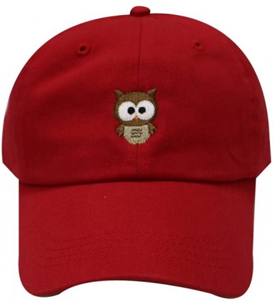 Baseball Caps Cute Owl Cotton Baseball Cap - Red - CT12JGTOQDJ $12.52