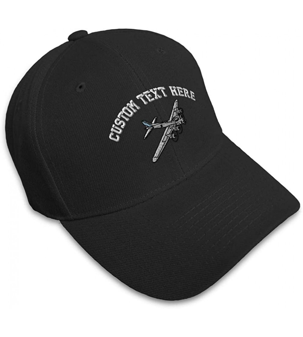 Baseball Caps Custom Baseball Cap B-17 Bomber Military Plane Embroidery Acrylic Strap Closure - Black - C518SG3N4AU $18.43