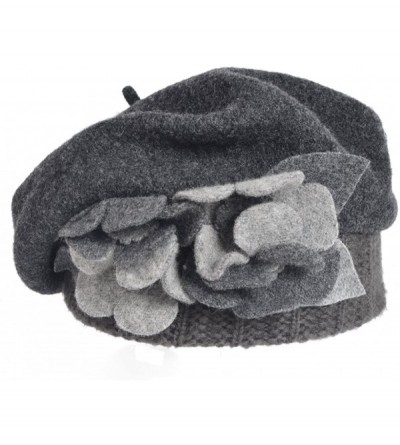 Berets Womens Beret 100% Wool French Beret Beanie Winter Hats Hy022 - Hy023-grey - CQ18HNAN0R9 $10.06