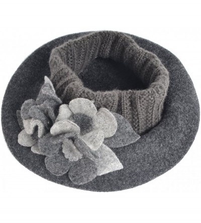 Berets Womens Beret 100% Wool French Beret Beanie Winter Hats Hy022 - Hy023-grey - CQ18HNAN0R9 $10.06