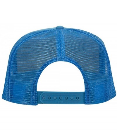 Baseball Caps Polyester Foam Front 5 Panel High Crown Mesh Back Trucker Hat - Col. Blue - CO12EXF1R3N $14.32