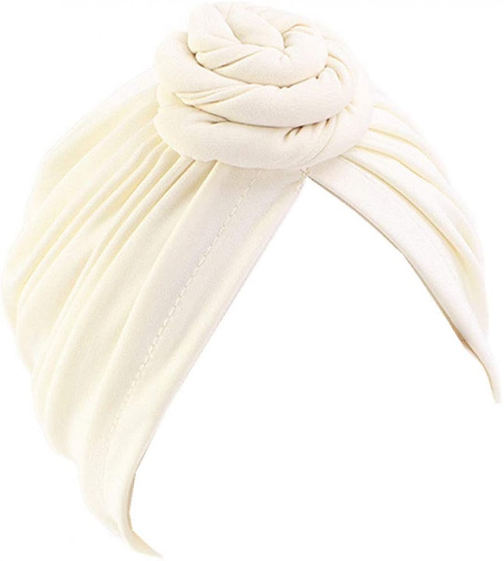 Skullies & Beanies Womens Big Flower Turban Beanie Elegant Cap Head Wrap Stretch Long Hair Scarf Headscarf - 441-beige - CJ19...