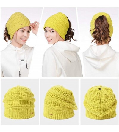 Skullies & Beanies Womens Knit Visor Beanie Newsboy Cap Winter Warm Hat Cold Snow Weather Girl 55-60cm - 99724-yellow - CQ18I...