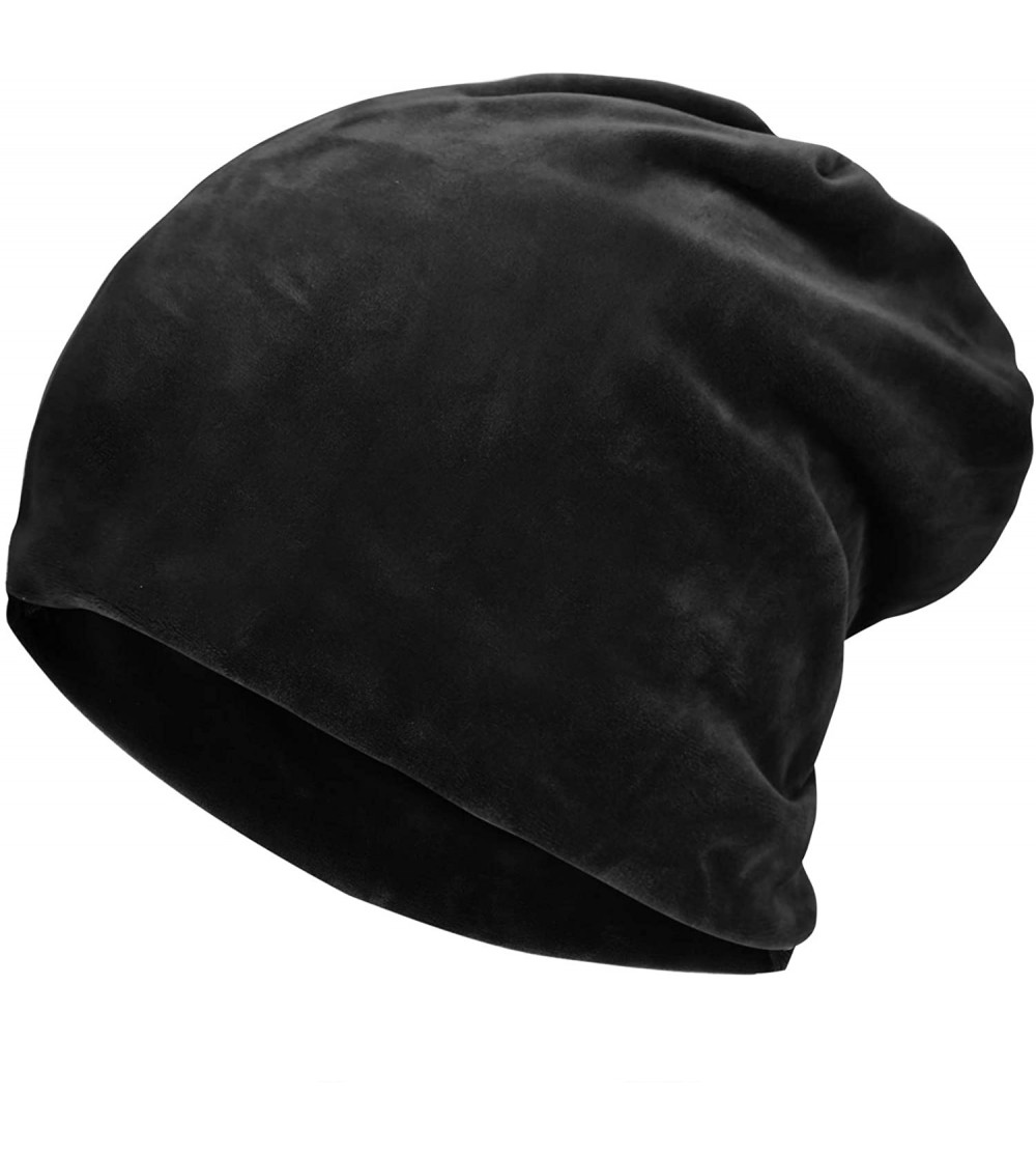 Skullies & Beanies Flannel Unisex Beanie hat - Black - CP186S5YZMW $7.83