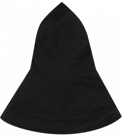 Sun Hats Women's Cotton Summer Beach Sun Hat with Wide Fold-Up Brim - Black - CK11KWCET0P $13.80