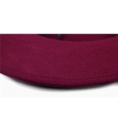 Fedoras Women Men Vintage 100% Wool Wide Brim Bowler Hat Skull Bead Leather Band (57cm/Adjust) - Wine - C018ME9RYR5 $30.18