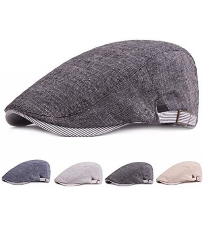 Newsboy Caps Men's Cotton Ivy Gatsby Newsboy Driving Hat Cabbie Flat Hunting Cap - Gray - CD18MDG3KHK $9.48