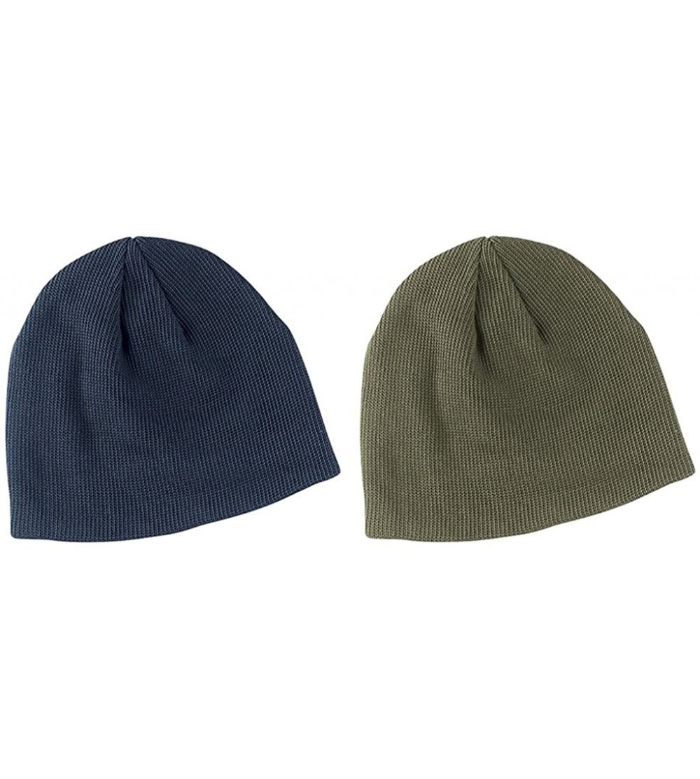 Skullies & Beanies 100% Organic Cotton Thin Rib Beanie - Pacific and Jungle (2 Pack) - CA12MXQ2496 $24.28