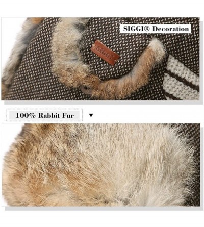 Bomber Hats 100% Rabbit Fur Winter Hats for Men Womens Warm Ushanka Russian Trapper Hat Outdoor Hunting Ski - 89098coffee - C...