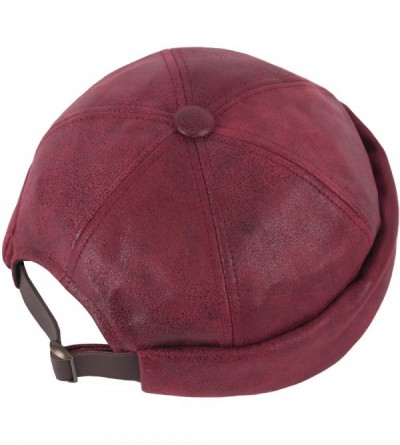 Baseball Caps Irish Faux Leather No Bill Fashion Sexy Club Ball Cap Baseball Hat Truckers - Red - CP185E3RYC3 $24.42