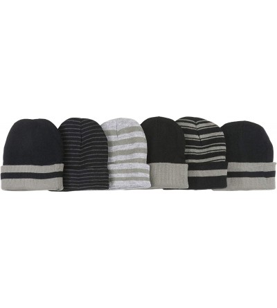 Skullies & Beanies Men's Soft Stretchy Beanies - 6-pack Striped - CV12N9G52B8 $14.95