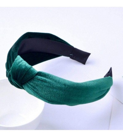 Headbands Womens Headband Velvet Holiday Hairband - Green - CA18HLKO3Y0 $7.79