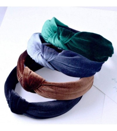 Headbands Womens Headband Velvet Holiday Hairband - Green - CA18HLKO3Y0 $7.79