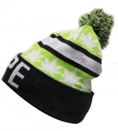 Skullies & Beanies Sk1161 Hype Leaves Pom Pom Beanie Hats - Lime/Dark Grey - C611PLAT66J $12.40