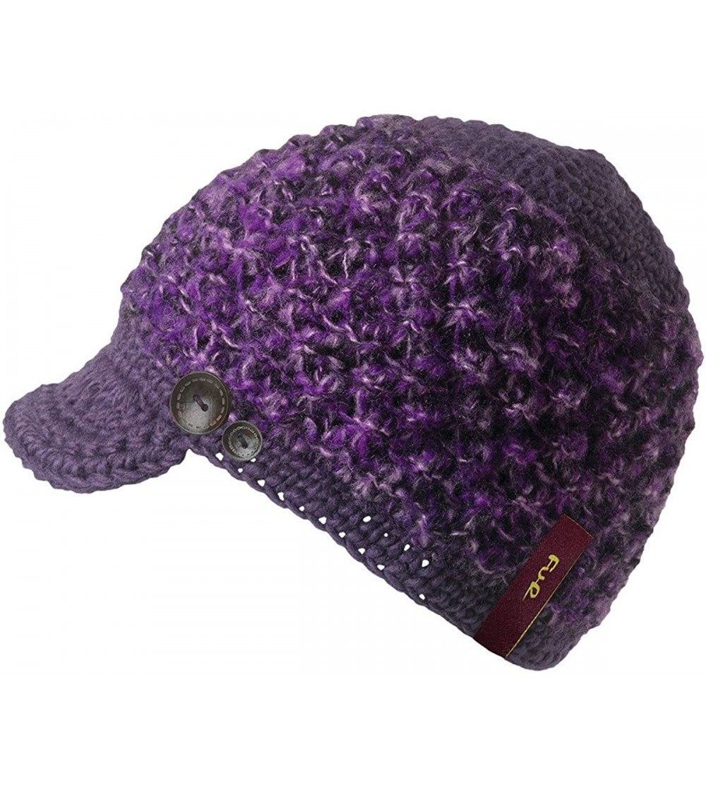 Skullies & Beanies Women's Mountain Girl- Hand Crocheted Brim Beanie - Purple - CW11K6ICBOB $32.77