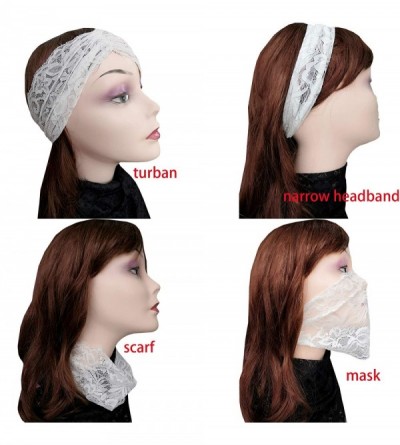 Headbands Stretch Headbands for Women Lace Headcovering for Women Lace Headwrap (Ivory) - Ivory - CD18SD2ZLGY $7.75