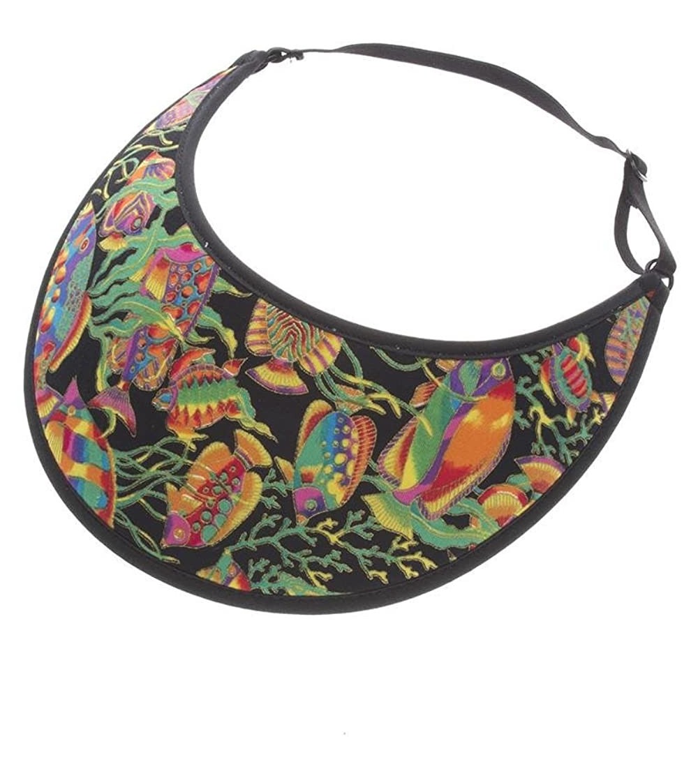 Visors Lites Adjustable Pattern Sport Sun Visor - Black Fish Print - CO12E3BENI3 $9.32