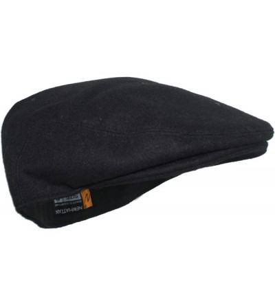 Newsboy Caps Street Easy Felt Newsboy Driving Cap with Plush Lining - Black - C2125EYVWOB $18.55