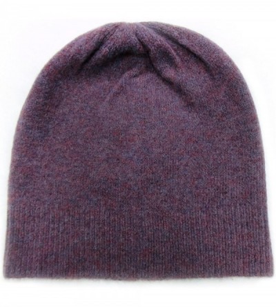 Skullies & Beanies Knitted Warm and Soft Premium Wool Mix Skull Cap Beanie Hat for Men and Women - Purple/Brown - CE18HWEOK5Q...