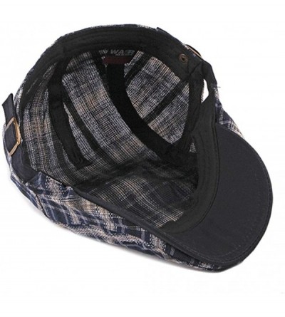 Newsboy Caps Mens Adjustable Plaid Ivy Newsboy Cabbie Gatsby Golf Beret Flat Hat Cap - 282navy - CH18H9XWCTU $13.37